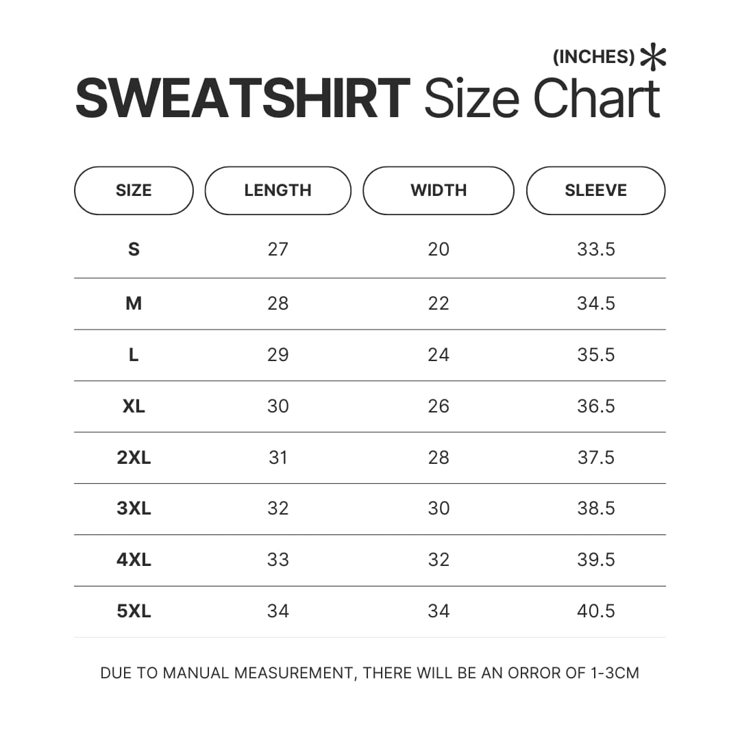 Sweatshirt Size Chart - King Krule Store