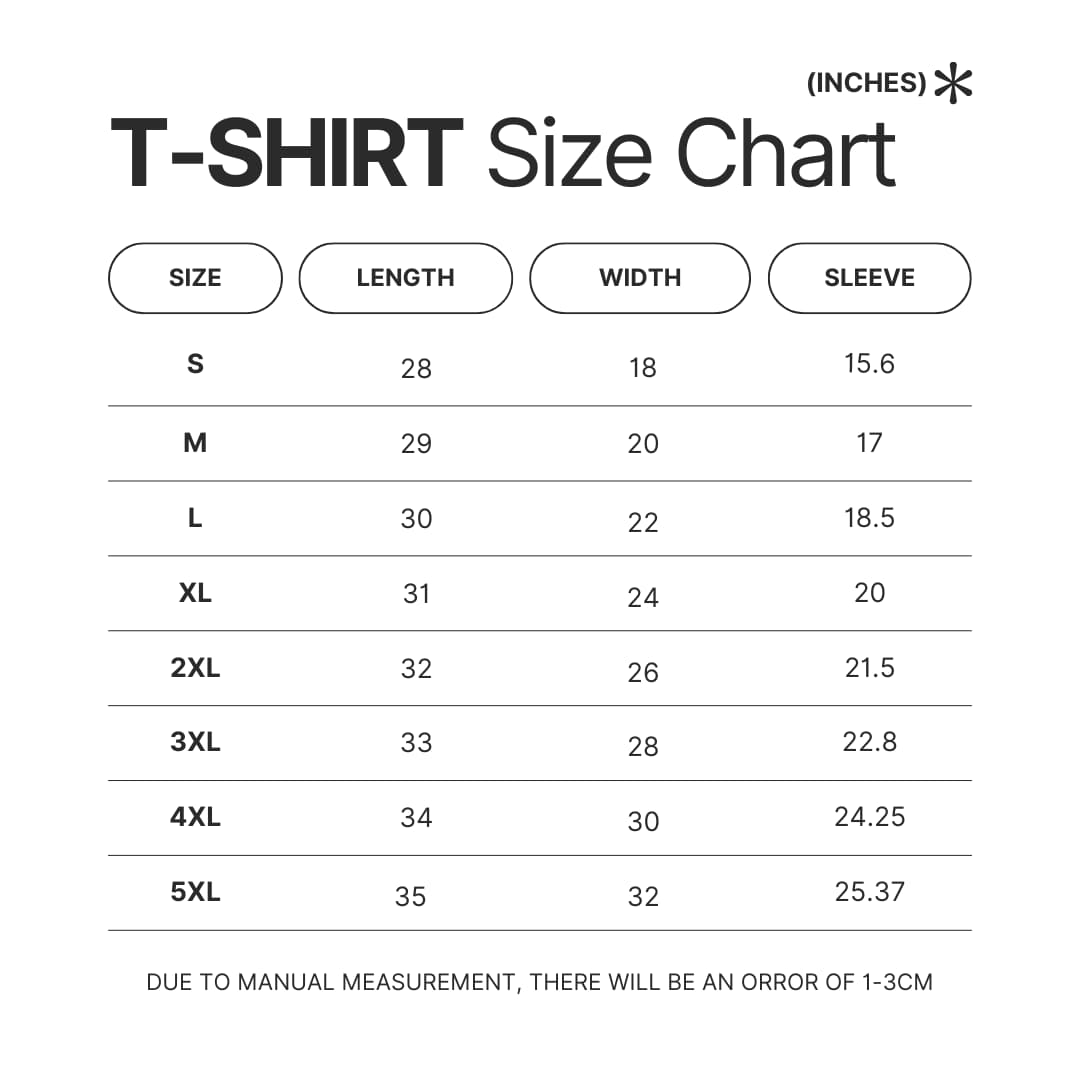 T shirt Size Chart - King Krule Store